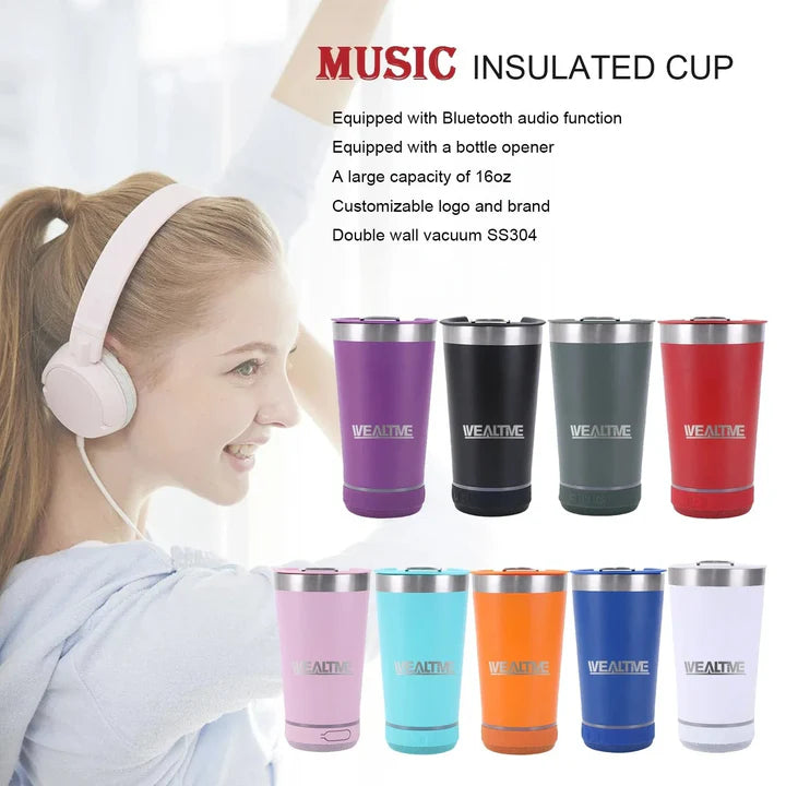 Vaso térmico con parlante Bluetooh